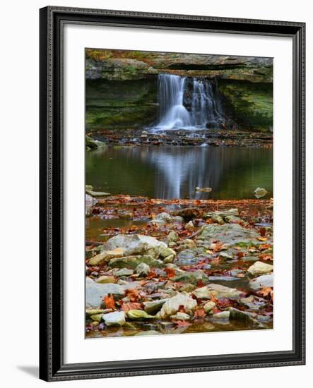 Autumn waterfall in McCormics Creek State Park, Indiana, USA-Anna Miller-Framed Photographic Print