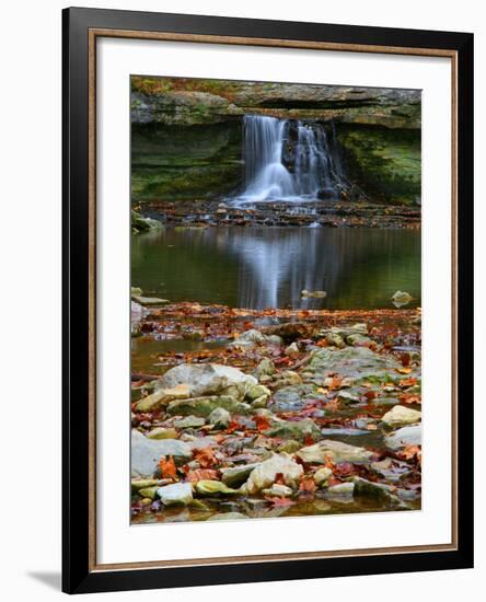 Autumn waterfall in McCormics Creek State Park, Indiana, USA-Anna Miller-Framed Photographic Print