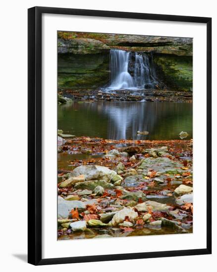 Autumn waterfall in McCormics Creek State Park, Indiana, USA-Anna Miller-Framed Photographic Print