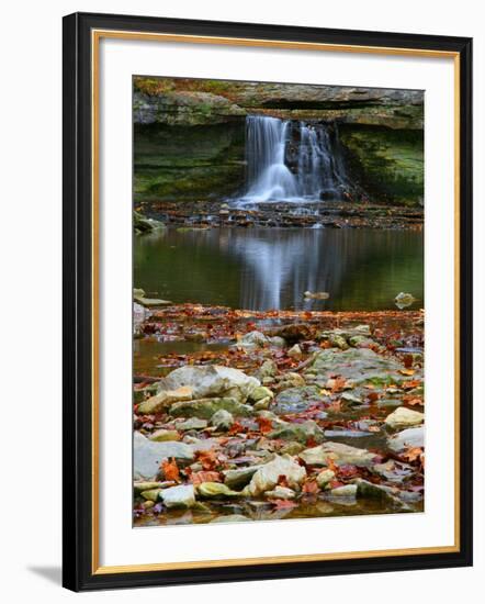 Autumn waterfall in McCormics Creek State Park, Indiana, USA-Anna Miller-Framed Photographic Print