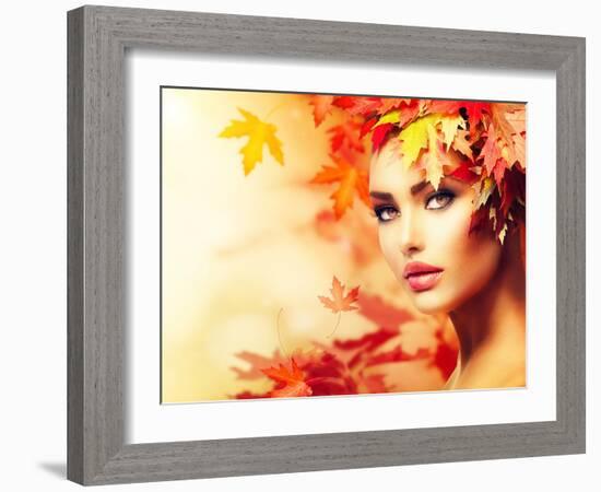 Autumn Woman Portrait-Subbotina Anna-Framed Art Print