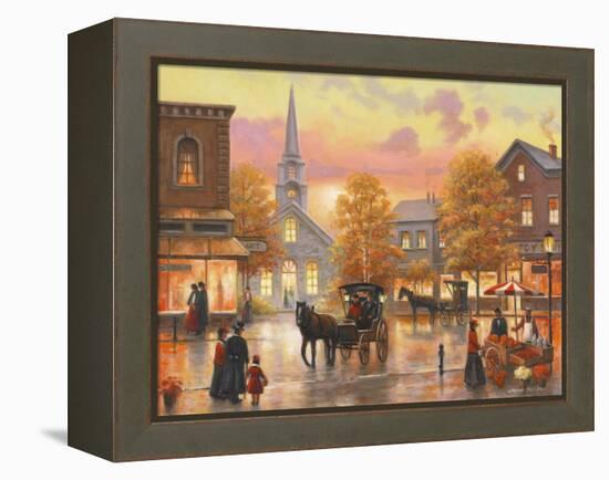 Autumnal Breeze in Pleasantville-John Zaccheo-Framed Premier Image Canvas