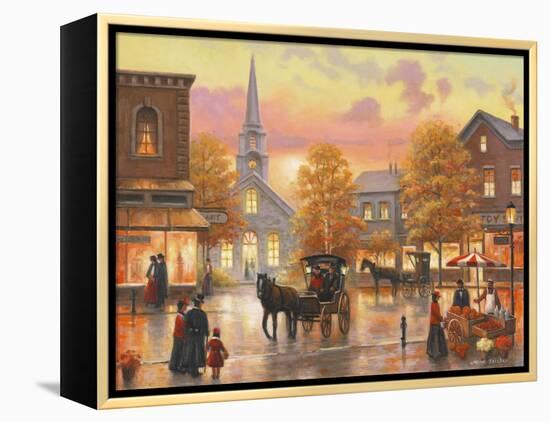 Autumnal Breeze in Pleasantville-John Zaccheo-Framed Premier Image Canvas