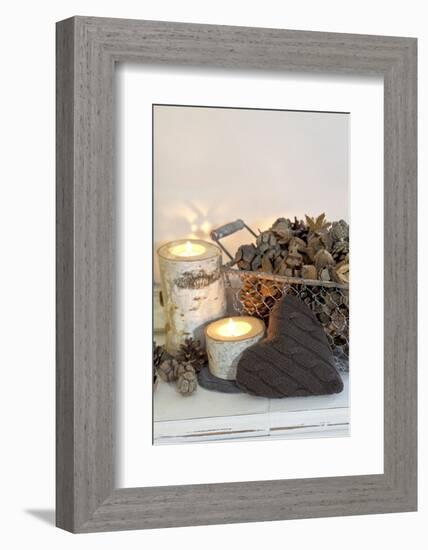 Autumnal Decoration with Hearts from Cord Material-Andrea Haase-Framed Photographic Print