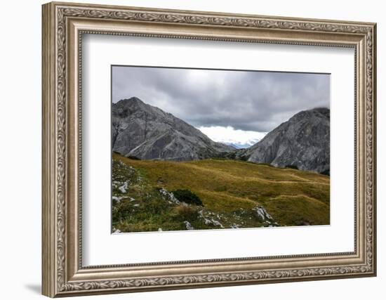 Autumnal Grass and Cloud Gap in the Lafatscherjoch, View at Speckkarspitze and Lafatscher, View of -Rolf Roeckl-Framed Photographic Print