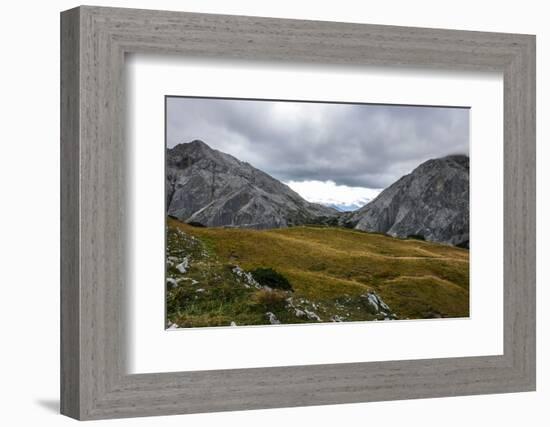 Autumnal Grass and Cloud Gap in the Lafatscherjoch, View at Speckkarspitze and Lafatscher, View of -Rolf Roeckl-Framed Photographic Print