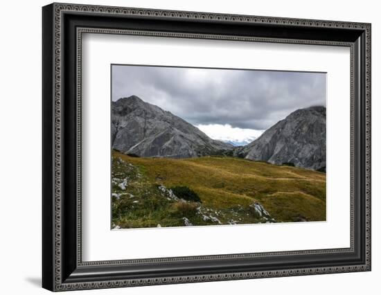 Autumnal Grass and Cloud Gap in the Lafatscherjoch, View at Speckkarspitze and Lafatscher, View of -Rolf Roeckl-Framed Photographic Print