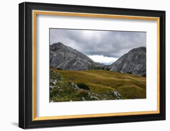 Autumnal Grass and Cloud Gap in the Lafatscherjoch, View at Speckkarspitze and Lafatscher, View of -Rolf Roeckl-Framed Photographic Print