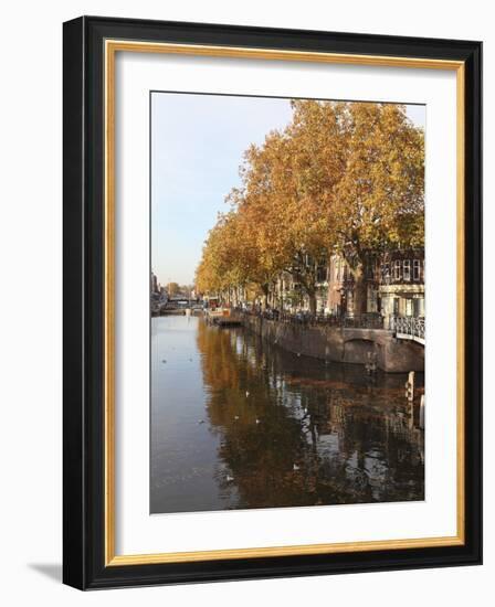 Autumnal Leaves Reflect in the Water of a Canal in Central Utrecht, Utrecht Province, Netherlands, -Stuart Forster-Framed Photographic Print