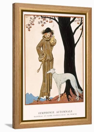 Autumnal Symphony, Afternoon Coat and Dress by Worth, from 'Gazette De Bon Ton' No.9, 1922-Georges Barbier-Framed Premier Image Canvas