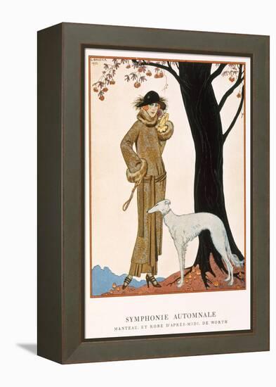 Autumnal Symphony, Afternoon Coat and Dress by Worth, from 'Gazette De Bon Ton' No.9, 1922-Georges Barbier-Framed Premier Image Canvas