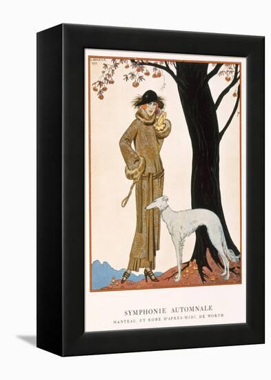 Autumnal Symphony, Afternoon Coat and Dress by Worth, from 'Gazette De Bon Ton' No.9, 1922-Georges Barbier-Framed Premier Image Canvas