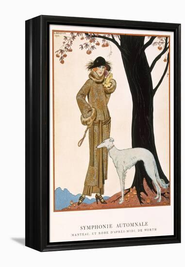 Autumnal Symphony, Afternoon Coat and Dress by Worth, from 'Gazette De Bon Ton' No.9, 1922-Georges Barbier-Framed Premier Image Canvas