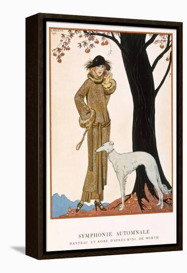 Autumnal Symphony, Afternoon Coat and Dress by Worth, from 'Gazette De Bon Ton' No.9, 1922-Georges Barbier-Framed Premier Image Canvas