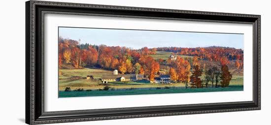 Autumnal trees in farm, Wilmington, Vermont, USA-Panoramic Images-Framed Photographic Print