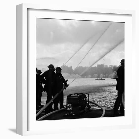 Auxiliary Fire Service exercise in Hyde Park, 1957-Ted Heanley M.B.E. D.F.C.-Framed Photographic Print