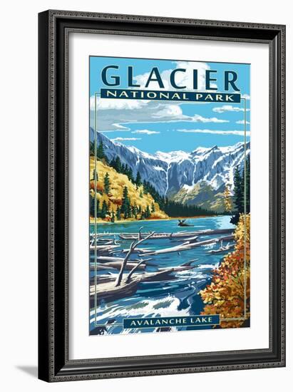 Avalanche Lake - Glacier National Park, Montana-Lantern Press-Framed Premium Giclee Print