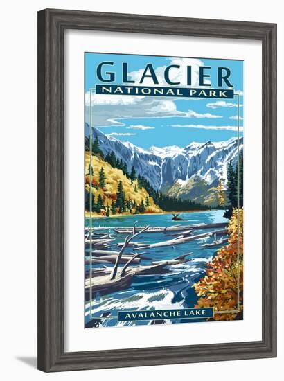 Avalanche Lake - Glacier National Park, Montana-Lantern Press-Framed Art Print