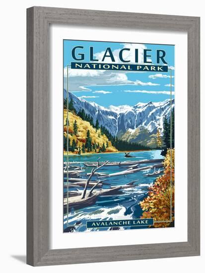 Avalanche Lake - Glacier National Park, Montana-Lantern Press-Framed Art Print