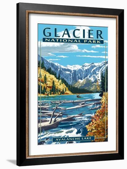 Avalanche Lake - Glacier National Park, Montana-Lantern Press-Framed Art Print