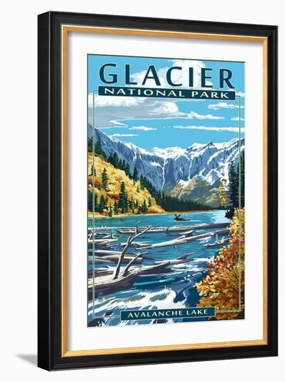 Avalanche Lake - Glacier National Park, Montana-Lantern Press-Framed Art Print