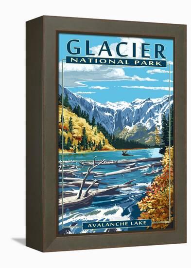 Avalanche Lake - Glacier National Park, Montana-Lantern Press-Framed Stretched Canvas