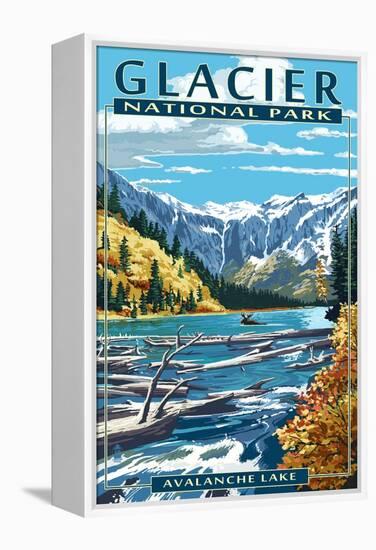 Avalanche Lake - Glacier National Park, Montana-Lantern Press-Framed Stretched Canvas