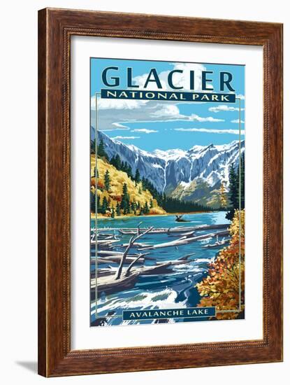 Avalanche Lake - Glacier National Park, Montana-Lantern Press-Framed Art Print