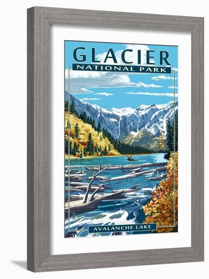 Avalanche Lake - Glacier National Park, Montana-Lantern Press-Framed Premium Giclee Print