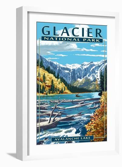 Avalanche Lake - Glacier National Park, Montana-Lantern Press-Framed Premium Giclee Print