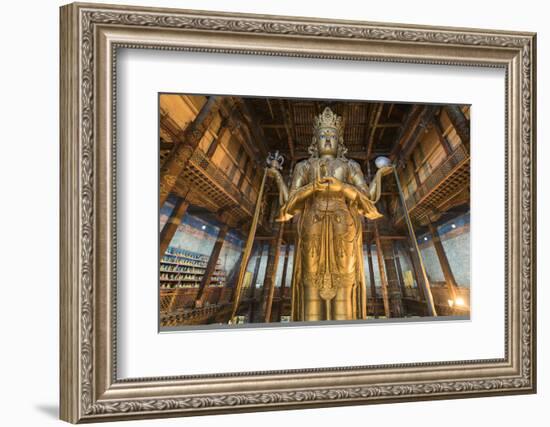 Avalokitesvara statue in Gandan monastery, Ulan Bator, Mongolia, Central Asia, Asia-Francesco Vaninetti-Framed Photographic Print