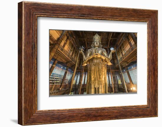 Avalokitesvara statue in Gandan monastery, Ulan Bator, Mongolia, Central Asia, Asia-Francesco Vaninetti-Framed Photographic Print