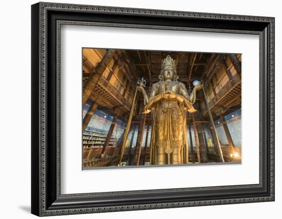 Avalokitesvara statue in Gandan monastery, Ulan Bator, Mongolia, Central Asia, Asia-Francesco Vaninetti-Framed Photographic Print