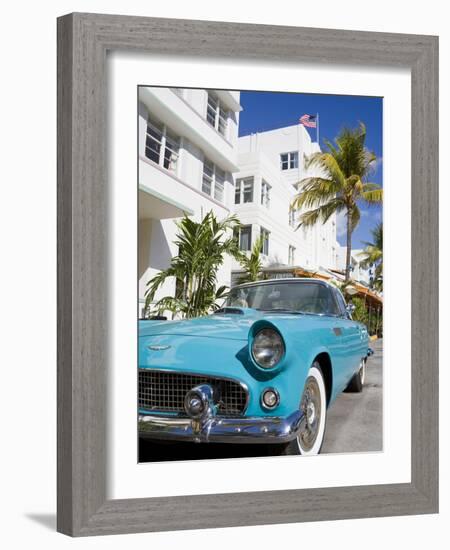 Avalon Hotel and Classic Car on South Beach, City of Miami Beach, Florida, USA, North America-Richard Cummins-Framed Photographic Print