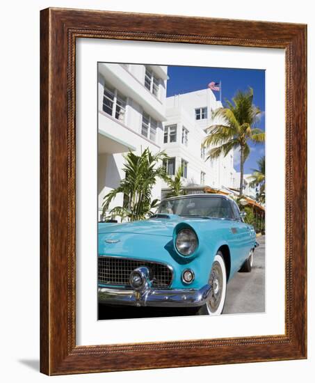 Avalon Hotel and Classic Car on South Beach, City of Miami Beach, Florida, USA, North America-Richard Cummins-Framed Photographic Print