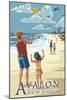 Avalon, New Jersey - Kite Flyers-Lantern Press-Mounted Art Print