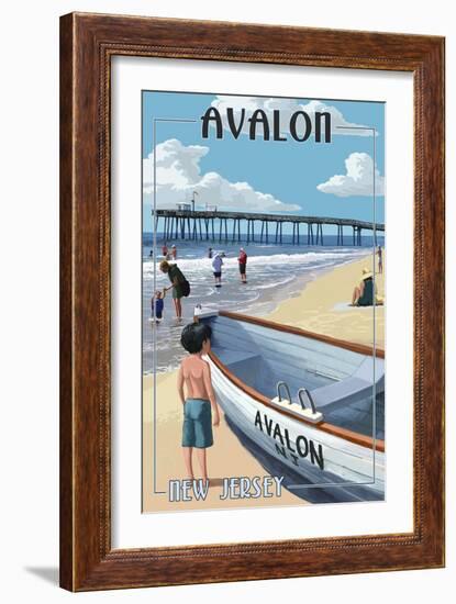 Avalon, New Jersey - Lifeboat-Lantern Press-Framed Art Print