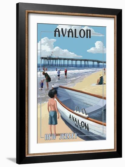 Avalon, New Jersey - Lifeboat-Lantern Press-Framed Art Print