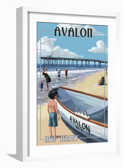 Avalon, New Jersey - Lifeboat-Lantern Press-Framed Art Print