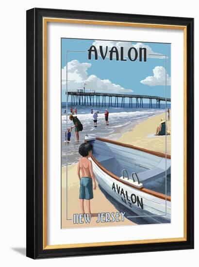 Avalon, New Jersey - Lifeboat-Lantern Press-Framed Art Print