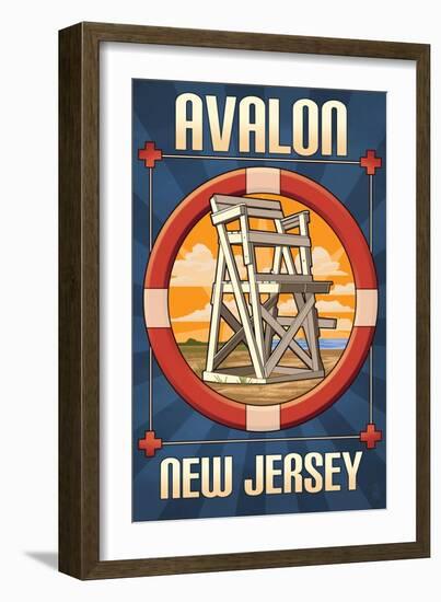 Avalon, New Jersey - Lifeguard Chair-Lantern Press-Framed Art Print