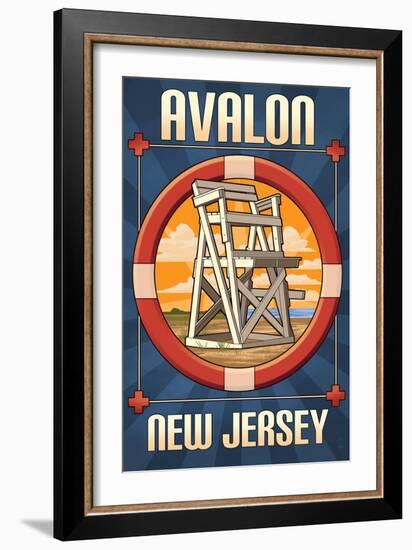 Avalon, New Jersey - Lifeguard Chair-Lantern Press-Framed Art Print