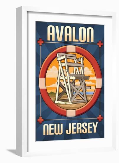 Avalon, New Jersey - Lifeguard Chair-Lantern Press-Framed Art Print