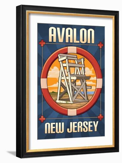 Avalon, New Jersey - Lifeguard Chair-Lantern Press-Framed Art Print