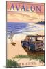 Avalon, New Jersey - Woody on the Beach-Lantern Press-Mounted Art Print