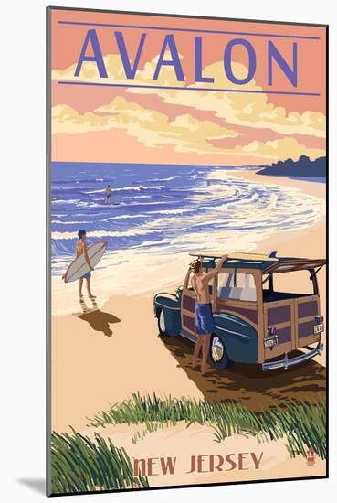 Avalon, New Jersey - Woody on the Beach-Lantern Press-Mounted Art Print