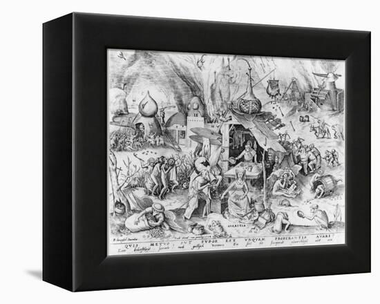 Avarice, from the Seven Deadly Sins, Engraved by Pieter Van Der Heyden (C.1530-72) 1558-Pieter Bruegel the Elder-Framed Premier Image Canvas