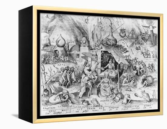 Avarice, from the Seven Deadly Sins, Engraved by Pieter Van Der Heyden (C.1530-72) 1558-Pieter Bruegel the Elder-Framed Premier Image Canvas