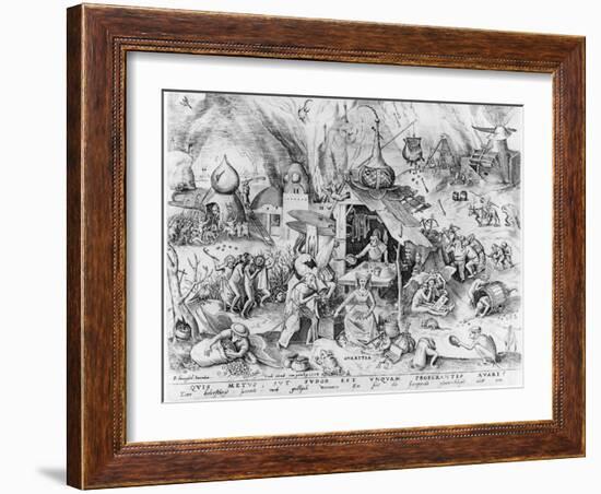 Avarice, from the Seven Deadly Sins, Engraved by Pieter Van Der Heyden (C.1530-72) 1558-Pieter Bruegel the Elder-Framed Giclee Print