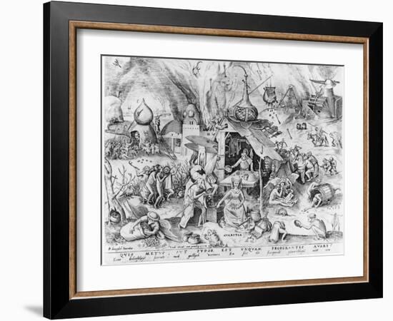 Avarice, from the Seven Deadly Sins, Engraved by Pieter Van Der Heyden (C.1530-72) 1558-Pieter Bruegel the Elder-Framed Giclee Print